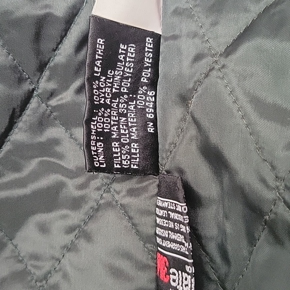 Green leather Adventure Bound grn lthr coat w/detachable hood, exclnt condition - Picture 6 of 16